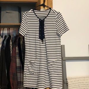 Navy blue striped t-shirt dress